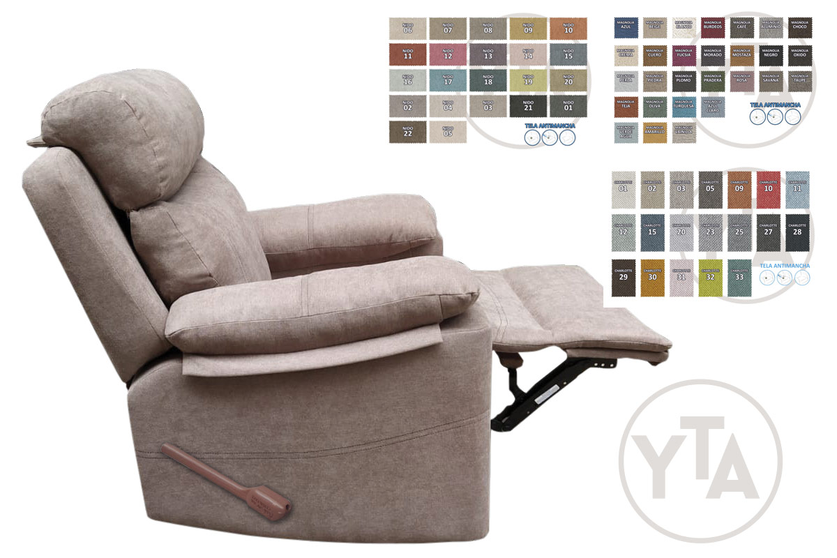 SILLÓN RELAX ATENEA APERTURA CON PALANCA AMERICANA ELECCIÓN DE COLOR - Imagen 5