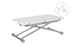 MESA CENTRO ELEVABLE y EXTENSIBLE lacada en BLANCO mod. TÁMESIS