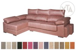 SOFÁ-CHAISSELONG REVERSIBLE (DERECHA O IZQUIERDA) MOD. SIBERIA DE 255 CMS. 2 PUFF DE REGALO. COLOR A ELEGIR