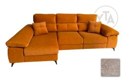 SOFÁ-CHAISSELONG DE 295 CMS DE ANCHO. MOD. LEO. PATAS ALTAS. IZQUIERDA. TAPIZADO EN TELA AURELLA 02 BEIG