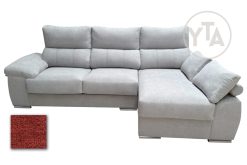 SOFÁ-CHAISSELONG DE 230 CMS DE ANCHO.  MOD. POLARIS.  DERECHA TAPIZADO EN TELA AURELLA 08 ROJIZO