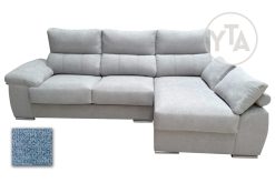 SOFÁ-CHAISSELONG DE 230 CMS DE ANCHO.  MOD. POLARIS.  DERECHA TAPIZADO EN TELA AURELLA 13 CELESTE