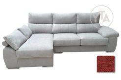 SOFÁ-CHAISSELONG DE 260 CMS DE ANCHO.  MOD. POLARIS.  IZQUIERDA TAPIZADO EN TELA AURELLA 08 ROJIZO