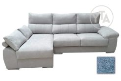 SOFÁ-CHAISSELONG DE 230 CMS DE ANCHO.  MOD. POLARIS.  IZQUIERDA. TAPIZADO EN TELA AURELLA 13 CELESTE