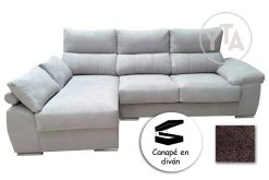 SOFÁ-CHAISSELONG DE 260 CMS DE ANCHO.  MOD. POLARIS.  IZQUIERDA. CON CANAPÉ. TAPIZADO EN TELA AURELLA 09 MARRON