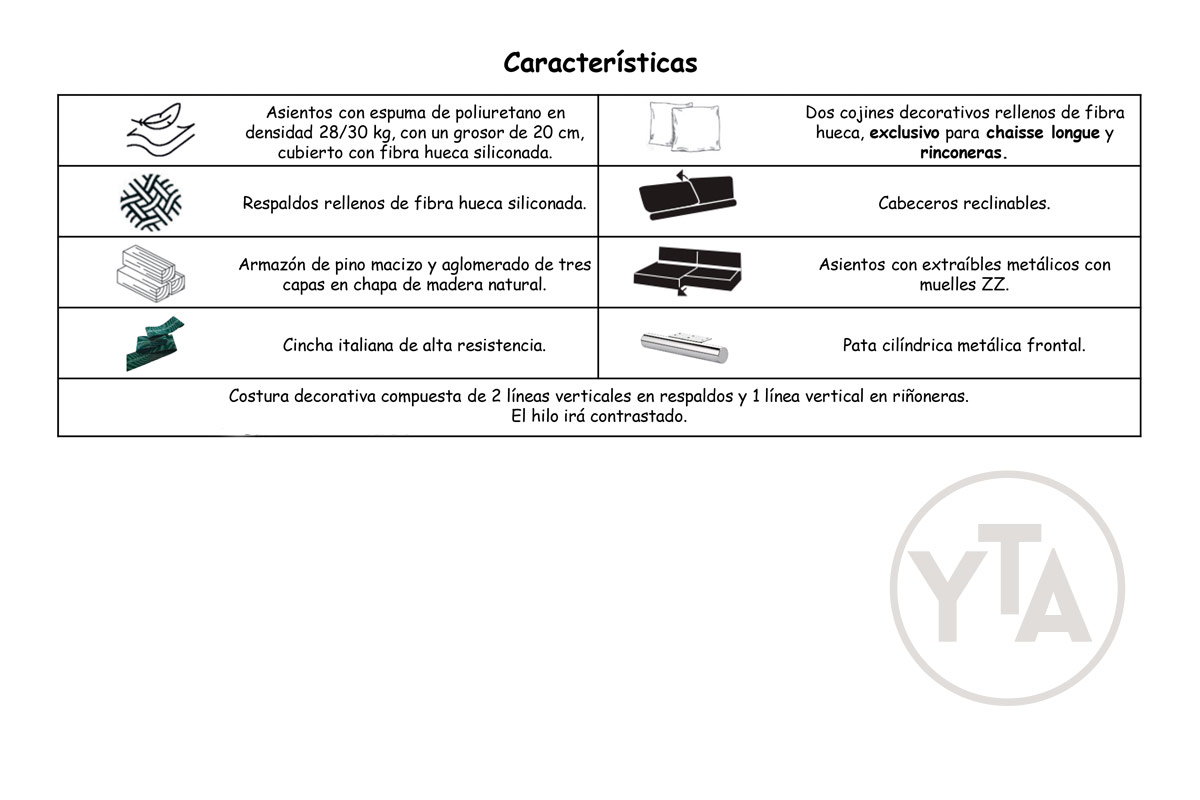 SOFÁ-CHAISSELONG DE 240 CMS DE ANCHO. MOD. SAGITARIO. DERECHA. TAPIZADO EN TELA AURELLA 02 BEIG - Imagen 2