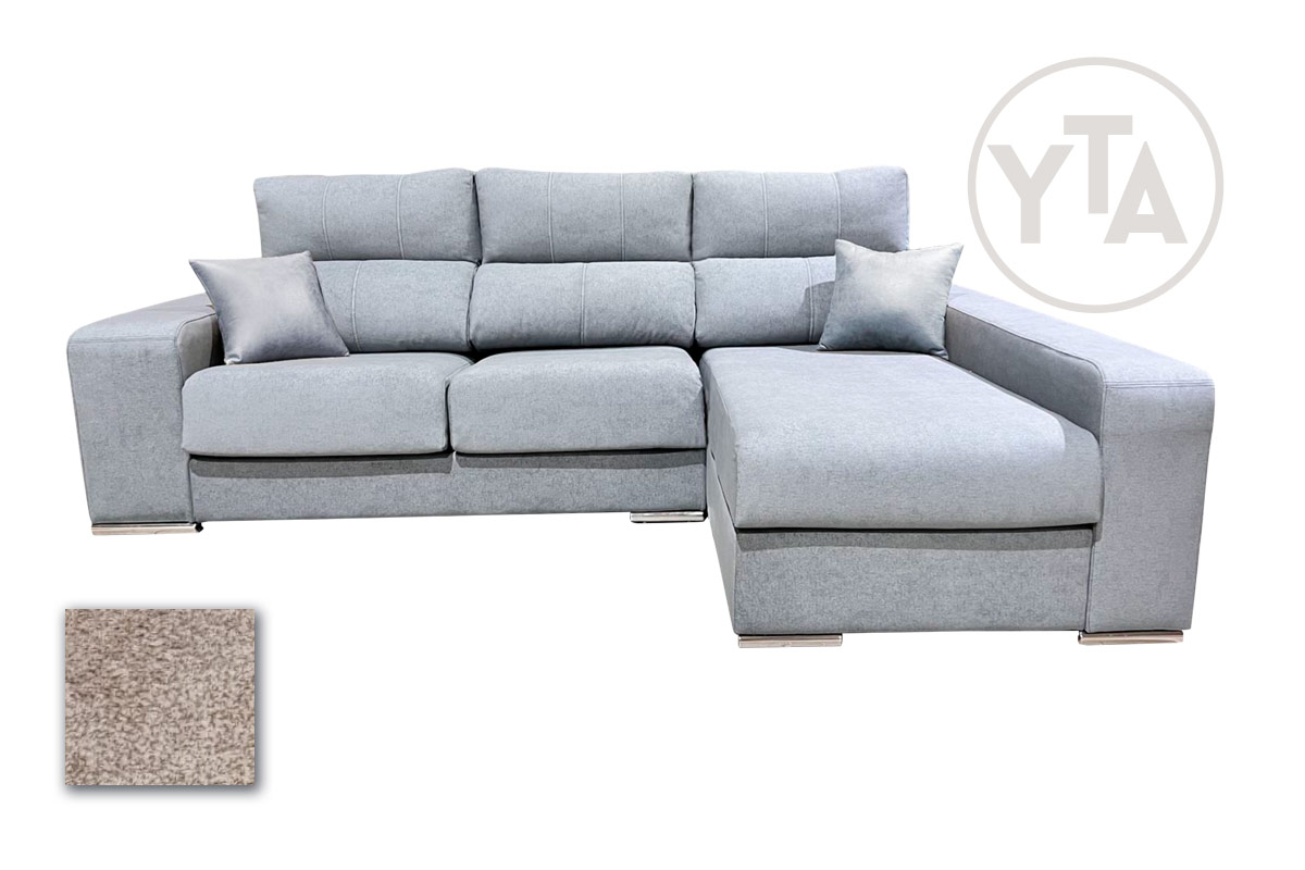 SOFÁ-CHAISSELONG DE 240 CMS DE ANCHO. MOD. SAGITARIO. DERECHA. TAPIZADO EN TELA AURELLA 02 BEIG