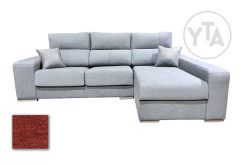 SOFÁ-CHAISSELONG DE 280 CMS DE ANCHO. MOD. SAGITARIO. DERECHA. TAPIZADO EN TELA AURELLA 08 ROJIZO