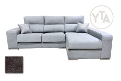 SOFÁ-CHAISSELONG DE 260 CMS DE ANCHO. MOD. SAGITARIO. DERECHA. TAPIZADO EN TELA AURELLA 09 MARRON