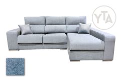 SOFÁ-CHAISSELONG DE 260 CMS DE ANCHO. MOD. SAGITARIO. DERECHA. TAPIZADO EN TELA AURELLA 13 CELESTE