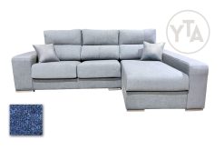 SOFÁ-CHAISSELONG DE 260 CMS DE ANCHO. MOD. SAGITARIO. DERECHA. TAPIZADO EN TELA AURELLA 14 AZUL