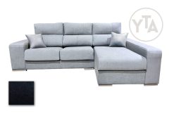 SOFÁ-CHAISSELONG DE 260 CMS DE ANCHO. MOD. SAGITARIO. DERECHA. TAPIZADO EN TELA AURELLA 15 GRIS