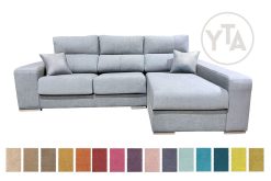 SOFÁ-CHAISSELONG DE 260 CMS DE ANCHO. MOD. SAGITARIO. DERECHA. TAPIZADO EN TELA COLOR A ELEGIR