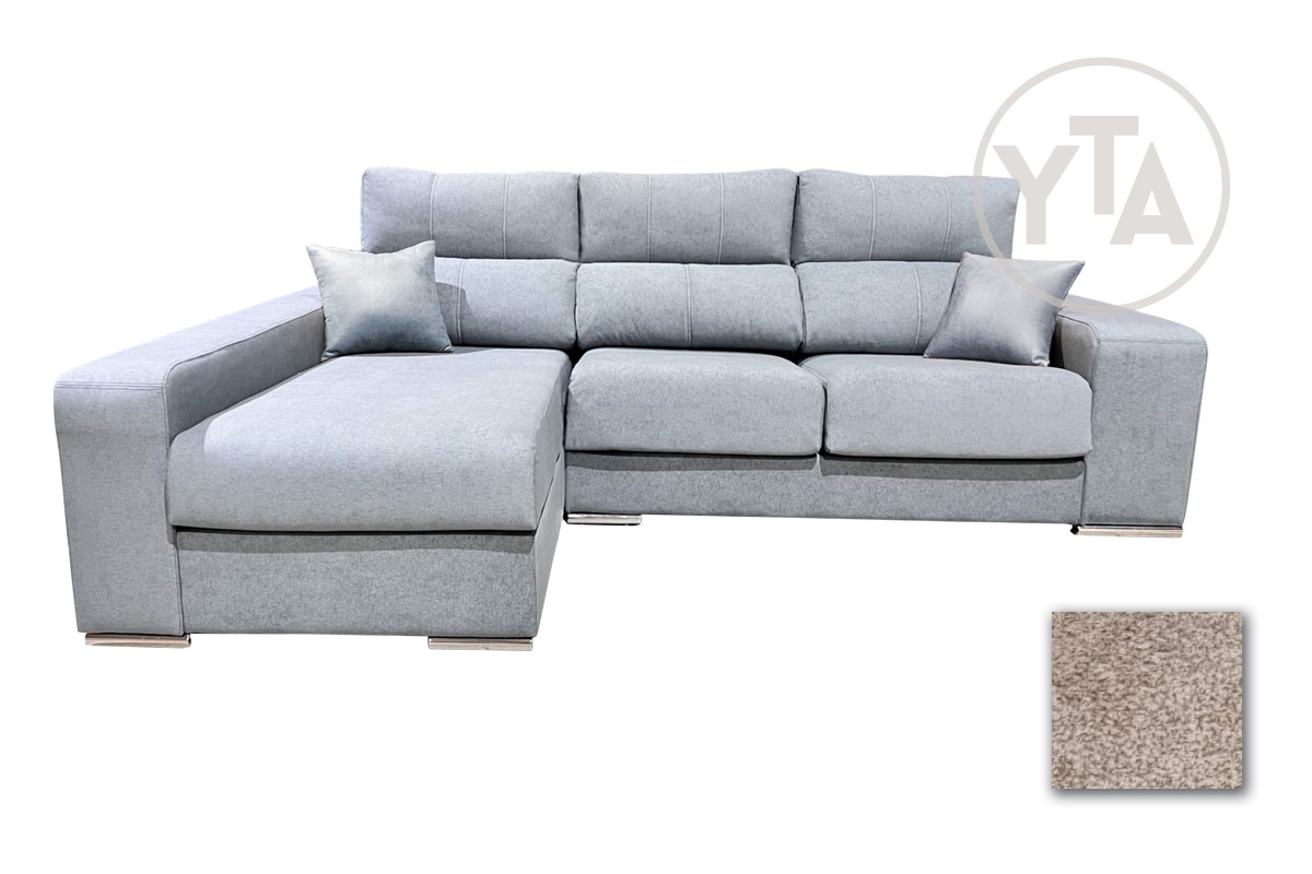 SOFÁ-CHAISSELONG DE 280 CMS DE ANCHO. MOD. SAGITARIO. IZQUIERDA. TAPIZADO EN TELA AURELLA 02 BEIG