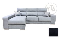SOFÁ-CHAISSELONG DE 260 CMS DE ANCHO. MOD. SAGITARIO. IZQUIERDA. TAPIZADO EN TELA AURELLA 15 GRIS