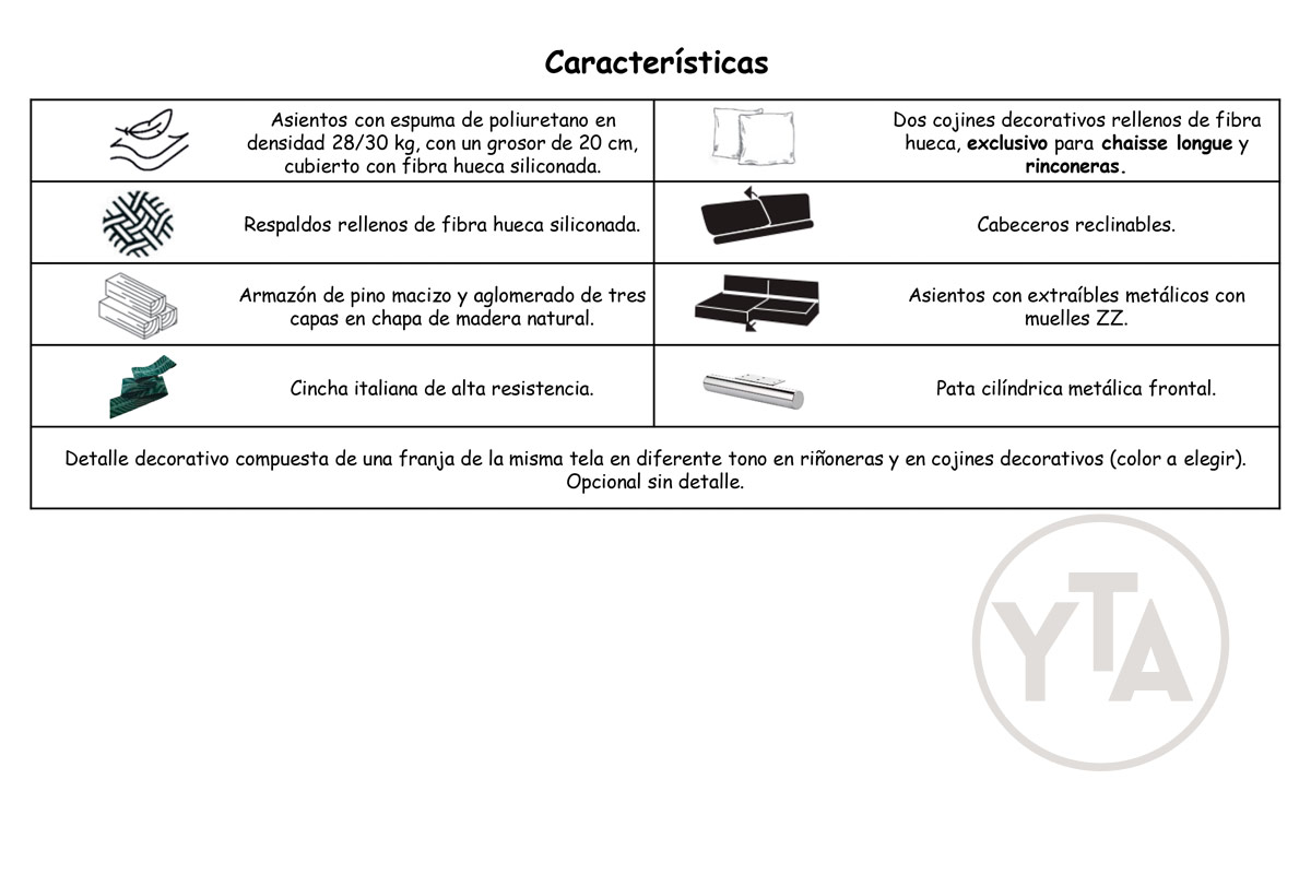 SOFÁ-CHAISSELONG DE 270 CMS DE ANCHO. MOD. PERSEO. DERECHA. TAPIZADO EN TELA AURELLA 08 ROJIZO - Imagen 2
