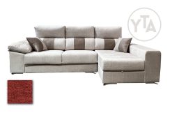 SOFÁ-CHAISSELONG DE 280 CMS DE ANCHO. MOD. PERSEO. DERECHA. TAPIZADO EN TELA AURELLA 08 ROJIZO