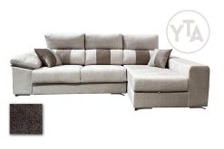 SOFÁ-CHAISSELONG DE 280 CMS DE ANCHO. MOD. PERSEO. DERECHA. TAPIZADO EN TELA AURELLA 09 MARRÓN