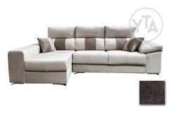 SOFÁ-CHAISSELONG DE 290 CMS DE ANCHO. MOD. PERSEO. IZQUIERDA. TAPIZADO EN TELA AURELLA 09 MARRÓN