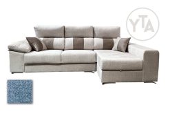 SOFÁ-CHAISSELONG DE 280 CMS DE ANCHO. MOD. PERSEO. DERECHA. TAPIZADO EN TELA AURELLA 13 CELESTE