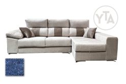 SOFÁ-CHAISSELONG DE 280 CMS DE ANCHO. MOD. PERSEO. DERECHA. TAPIZADO EN TELA AURELLA 14 AZUL