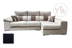 SOFÁ-CHAISSELONG DE 280 CMS DE ANCHO. MOD. PERSEO. DERECHA. TAPIZADO EN TELA AURELLA 15 GRIS