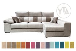 SOFÁ-CHAISSELONG DE 290 CMS DE ANCHO. MOD. PERSEO. DERECHA. TAPIZADO EN TELA COLOR A ELEGIR